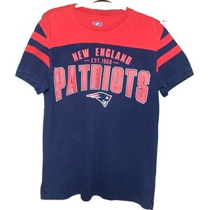 New‎ England Patriots Shirt Womens Medium NFL Logo Red Blue Tee